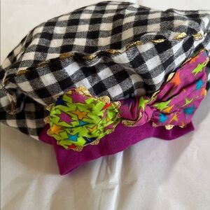 Vintage Zoodles Checkered Tam Hat with Purple and Green Accents
